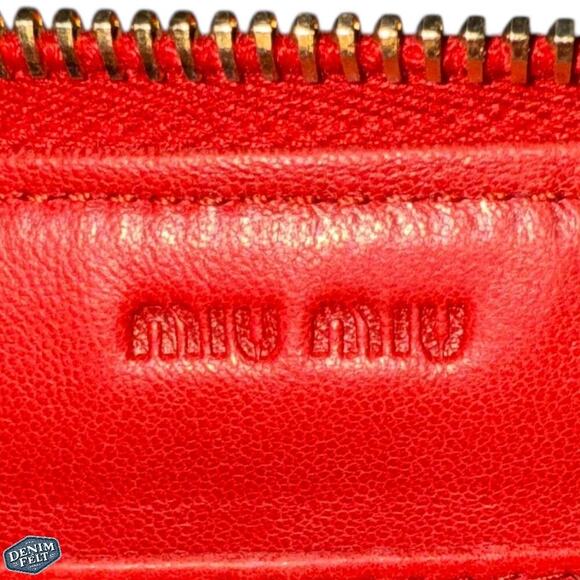 Miu Miu Matelassé Red/Gold Leather Zip-Around Long Wallet ❤️ Luxurious Texture - Picture 12 of 16